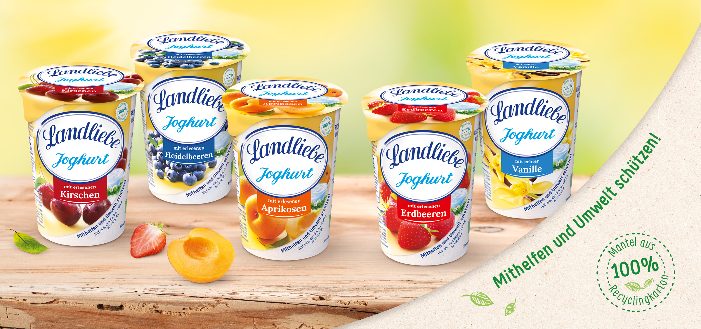 Landliebe Fruchtjoghurt im Pappbecher. Gut f�r die Umwelt. Design von adworx.